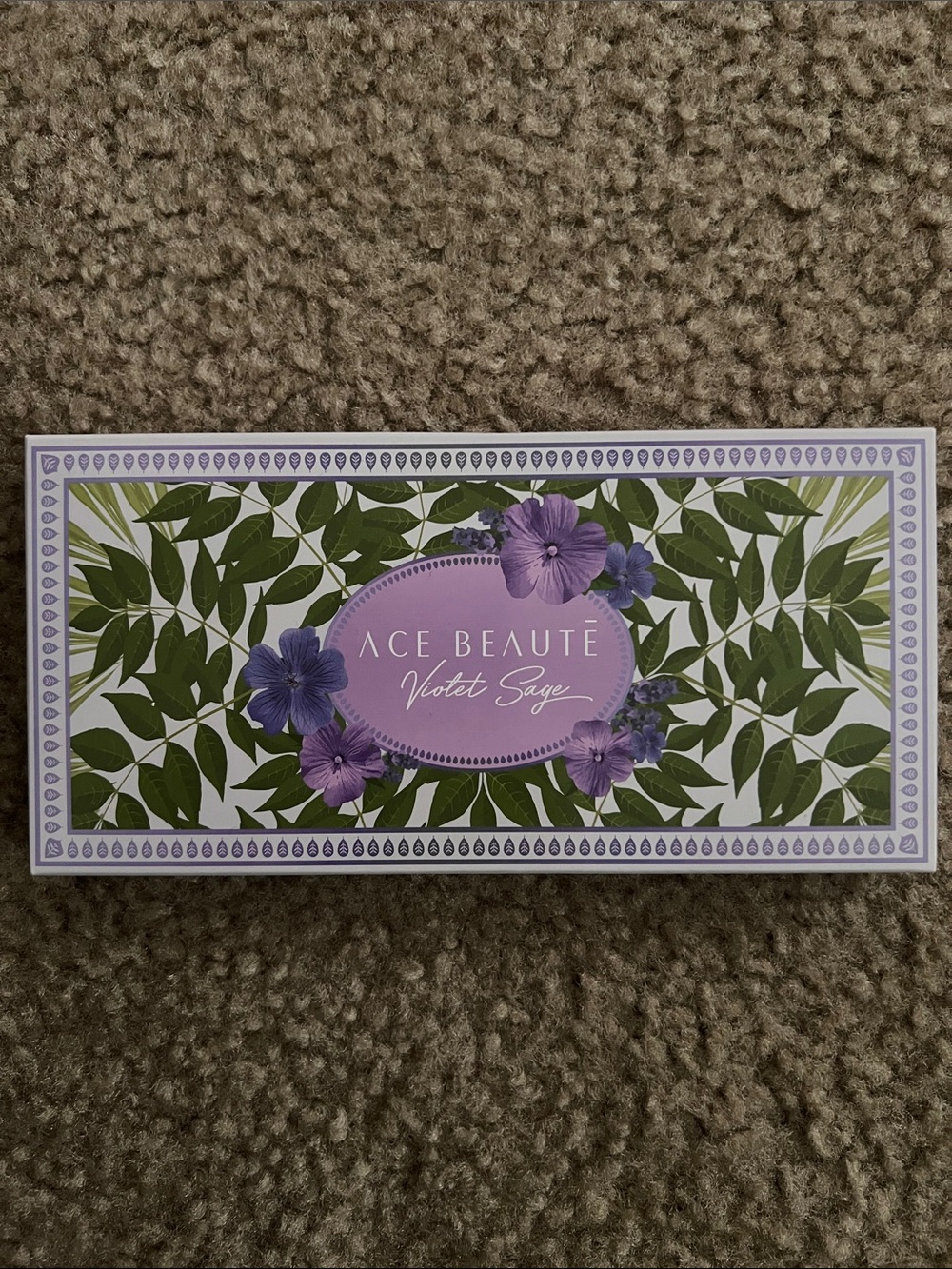 Ace Beauté Violet Sage Eyeshadow Palette - Purple & Green Floral Design